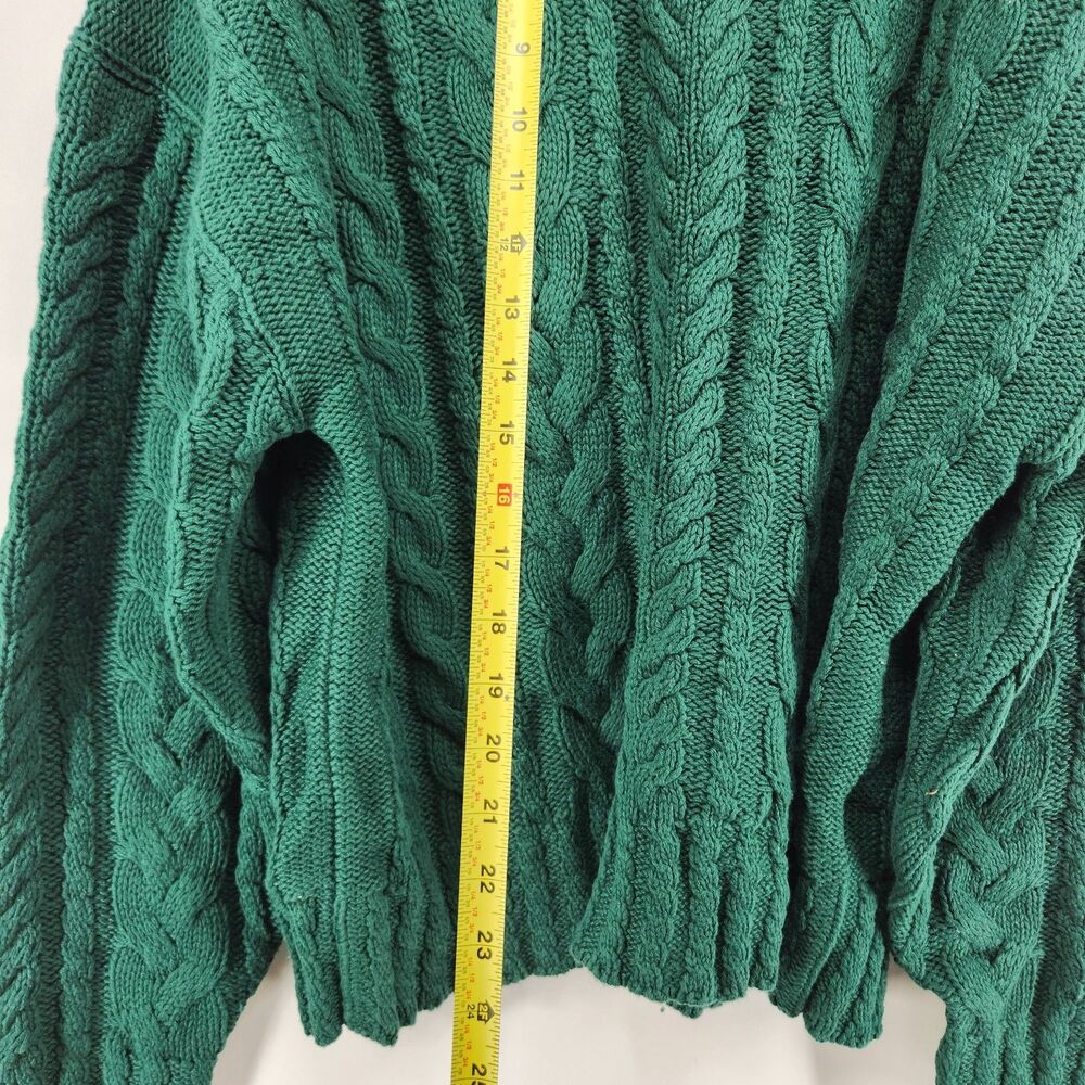 J.Crew‎ Women's Green XL 100% Cotton XL Cable Knit Crewneck Sweater NWT - Picture 5 of 8